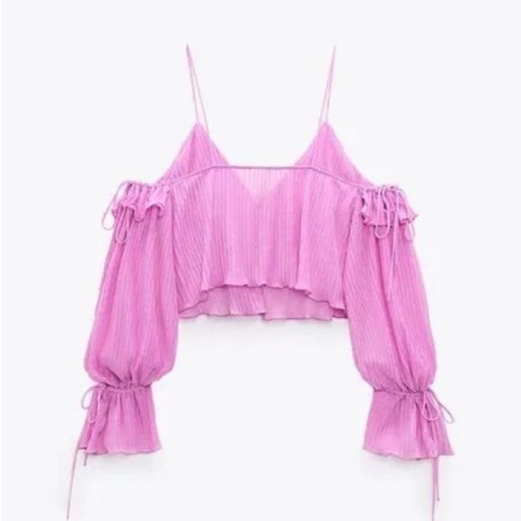 ZARA Ruffled Pleated Top - Picture 2 of 6